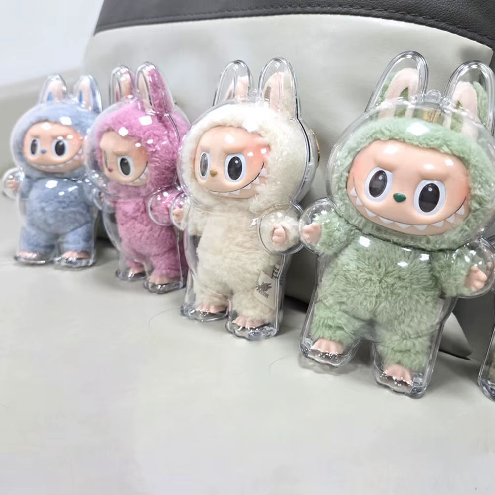 For Labubu Transparent Protective Cover Monster Toy Elf Doll Cover Storage Box Cute Elf Plushie Display Cover for Party Dolls